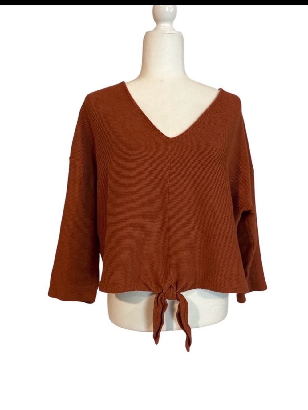 Texture and Thread - Madewell - V-Neck Tie-Hem Top - Rust